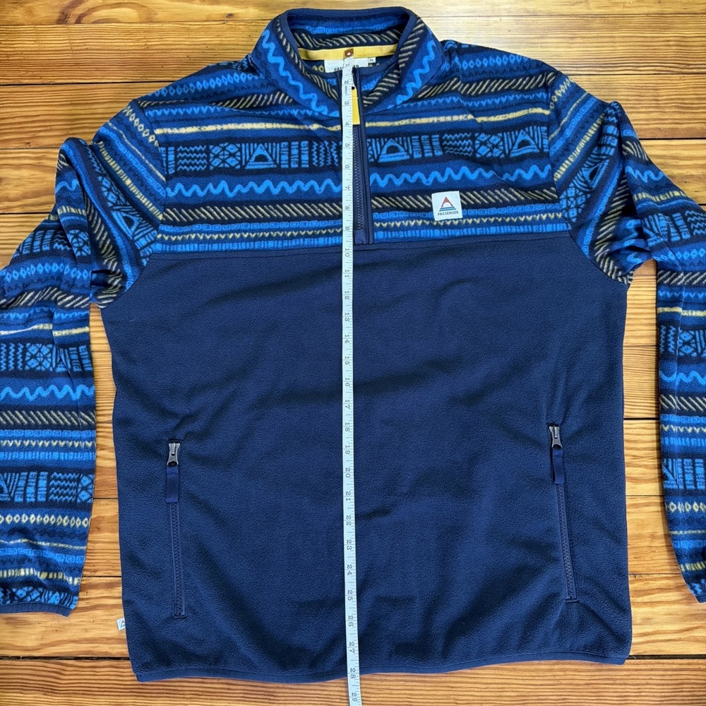 Passenger Men's Set Off Recycled Polar 1/4 Zip Fleece Pullover XL Blue Yellow - Picture 8 of 13